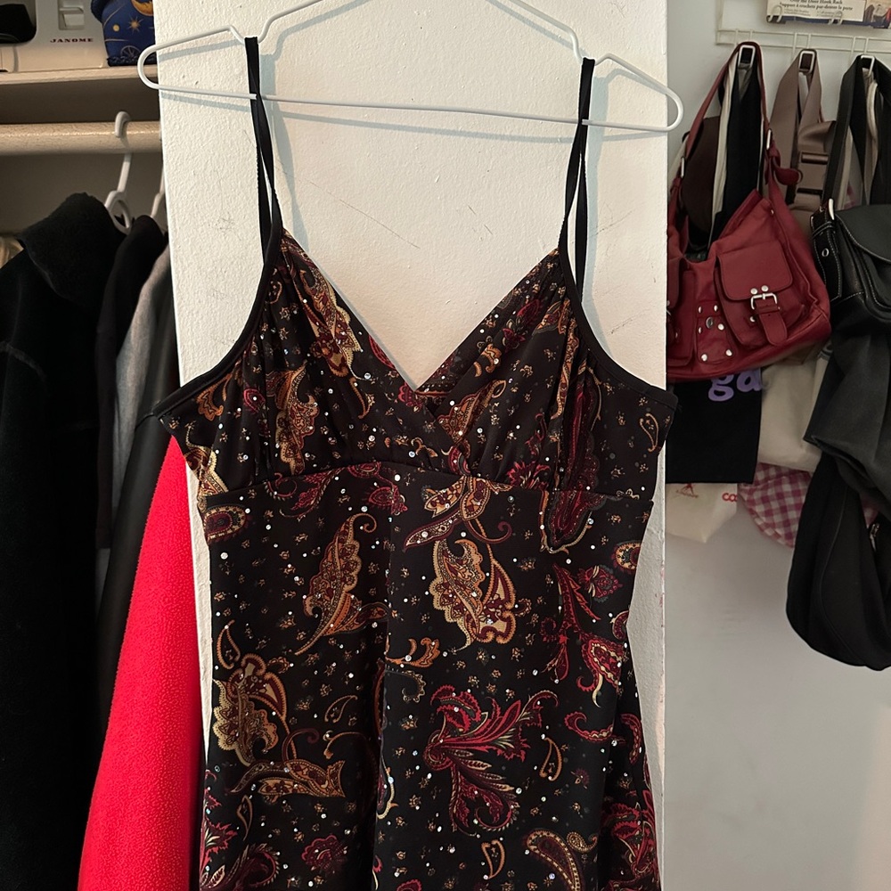 Elegant Black and Red Paisley Camisole